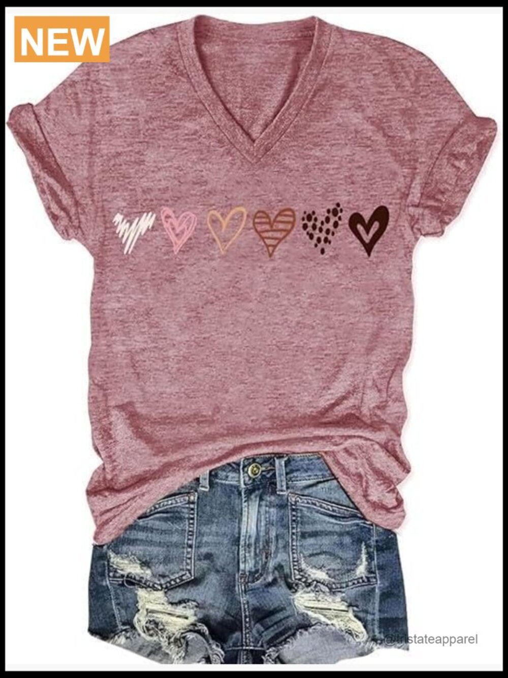 Vintage Boho Graphic V-Neck Tee Short Sleeve T-Shirt
